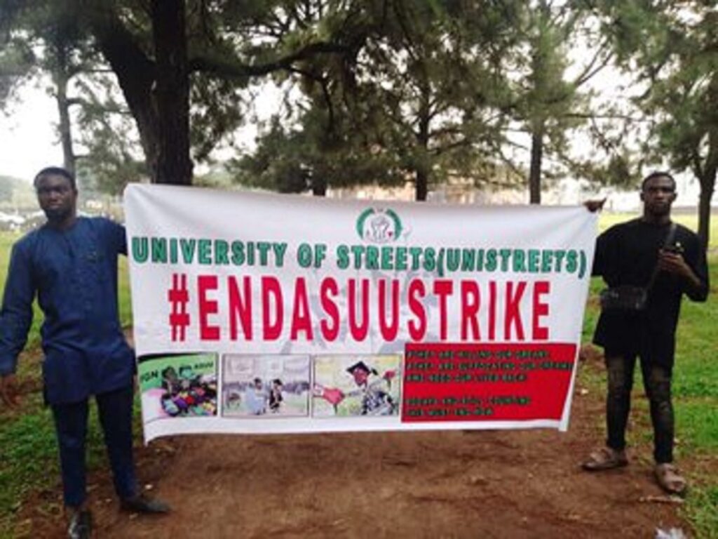 Students protesting about the ongoing ASUU strike in Edo State